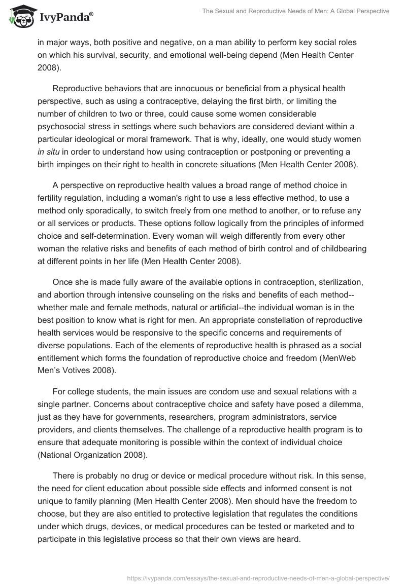 The Sexual and Reproductive Needs of Men: A Global Perspective. Page 2