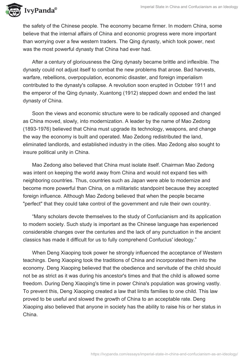 Imperial State in China and Confucianism as an Ideology. Page 2