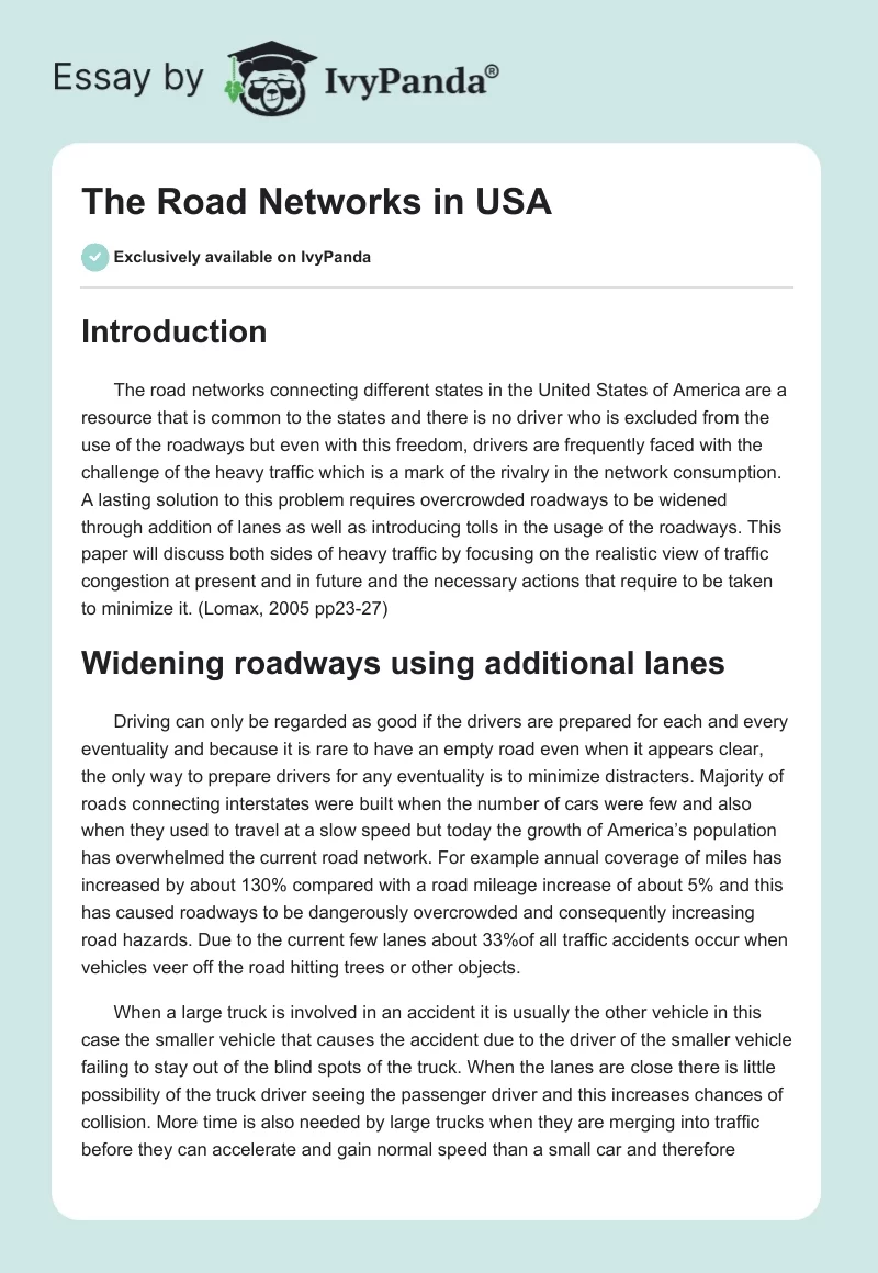 The Road Networks in USA. Page 1