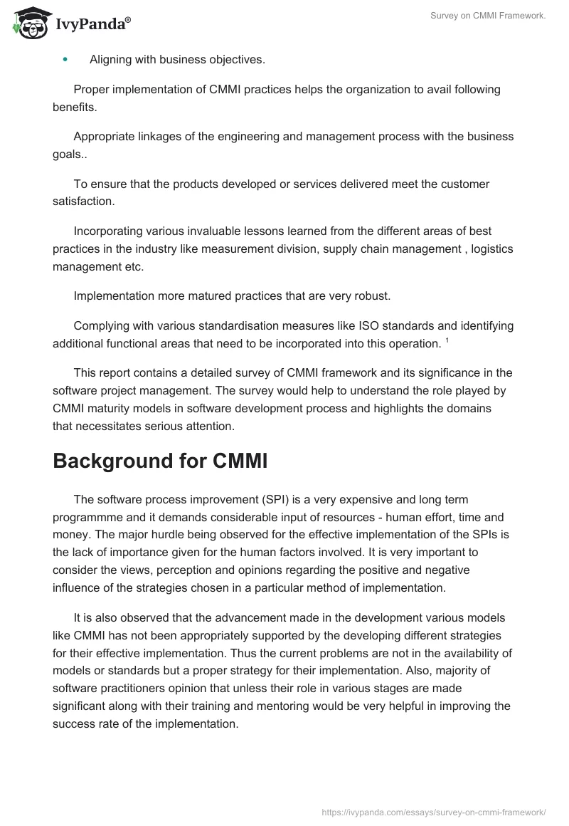Survey on CMMI Framework.. Page 3