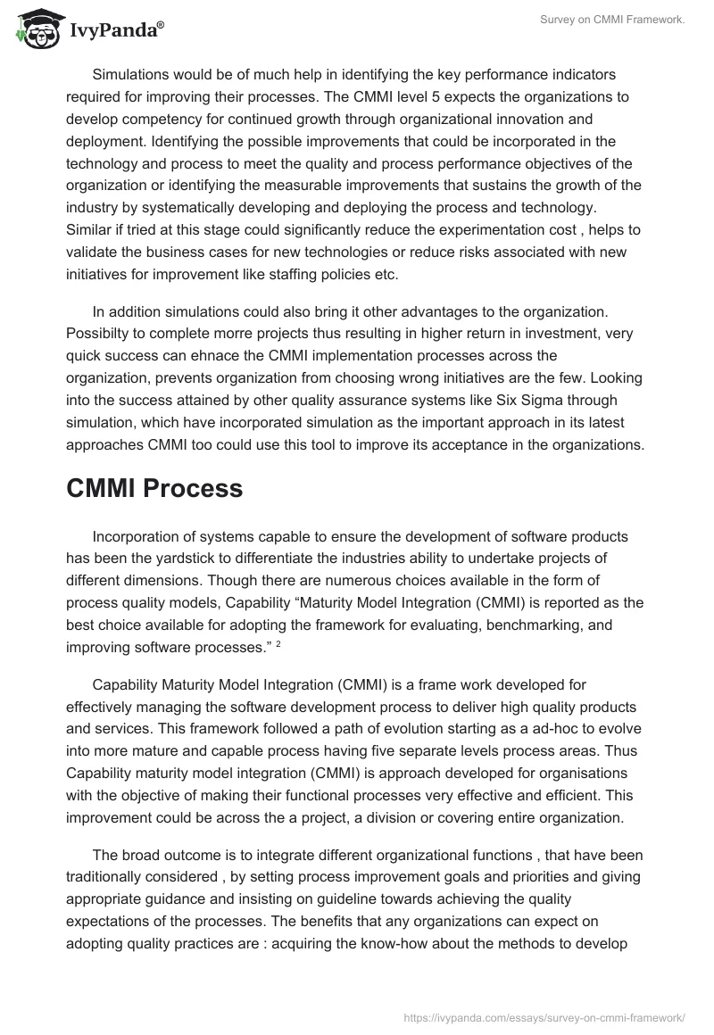 Survey on CMMI Framework.. Page 5