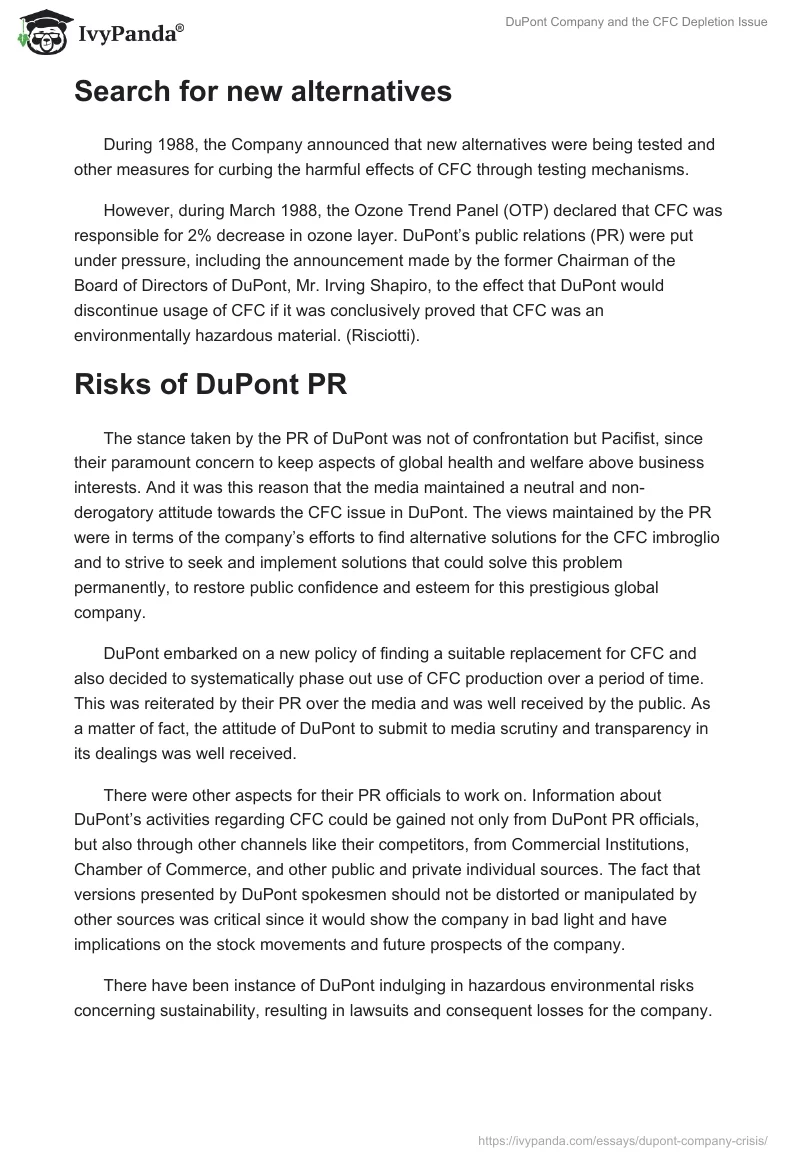 DuPont Company and the CFC Depletion Issue. Page 2