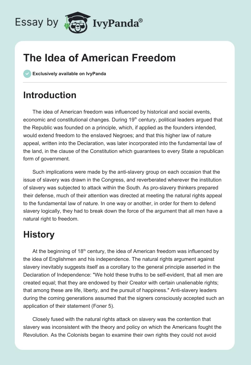 The Idea of American Freedom. Page 1
