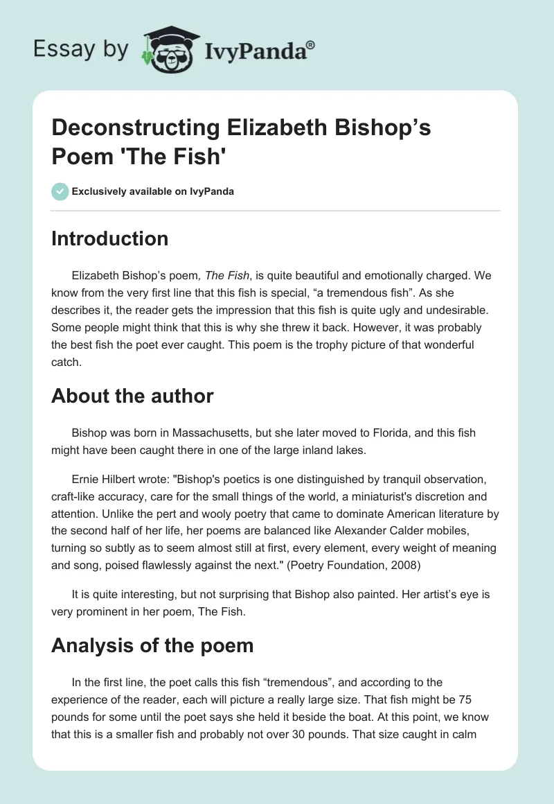 Deconstructing Elizabeth Bishop’s Poem 'The Fish'. Page 1