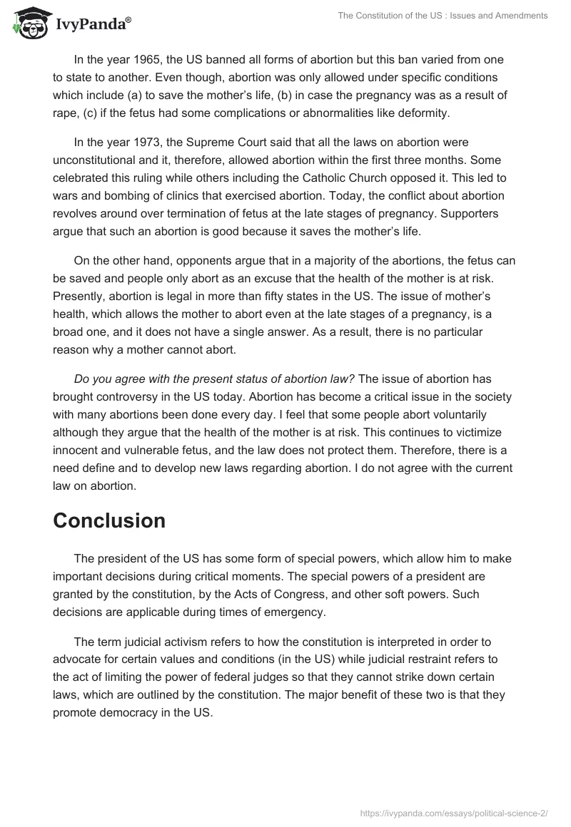 The Constitution of the US : Issues and Amendments. Page 4