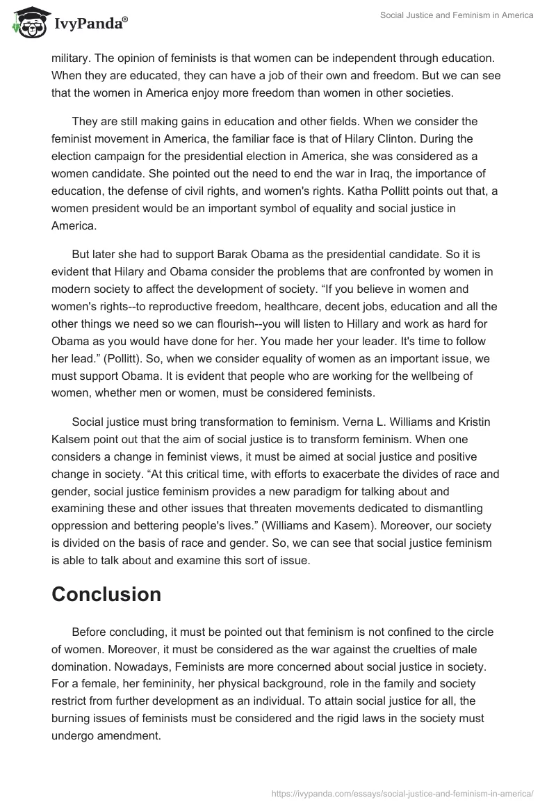 Social Justice and Feminism in America. Page 3