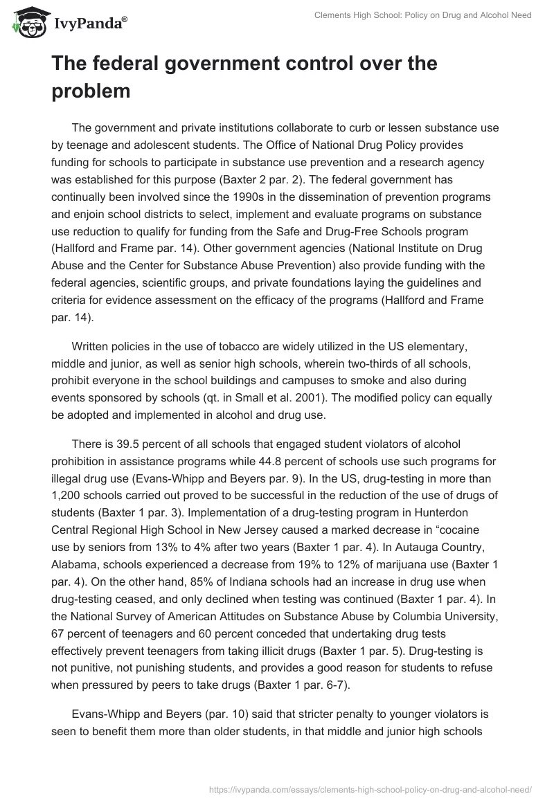 Clements High School: Policy on Drug and Alcohol Need. Page 4