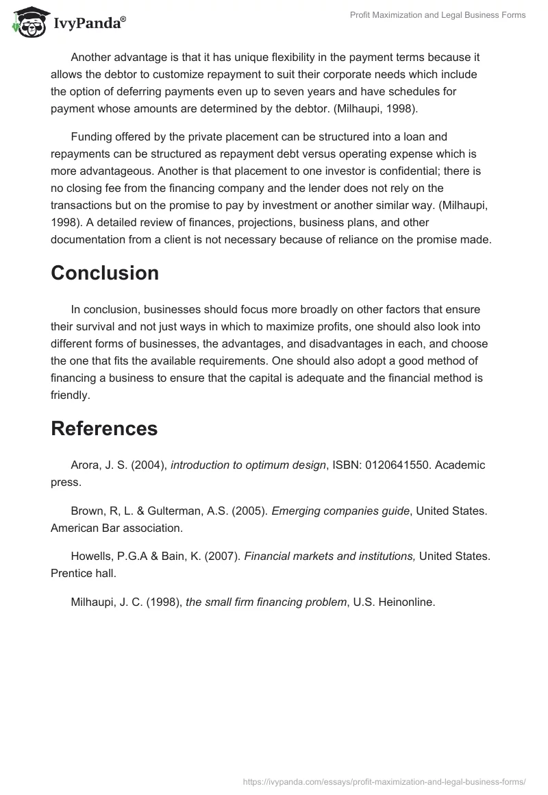 Profit Maximization and Legal Business Forms. Page 5