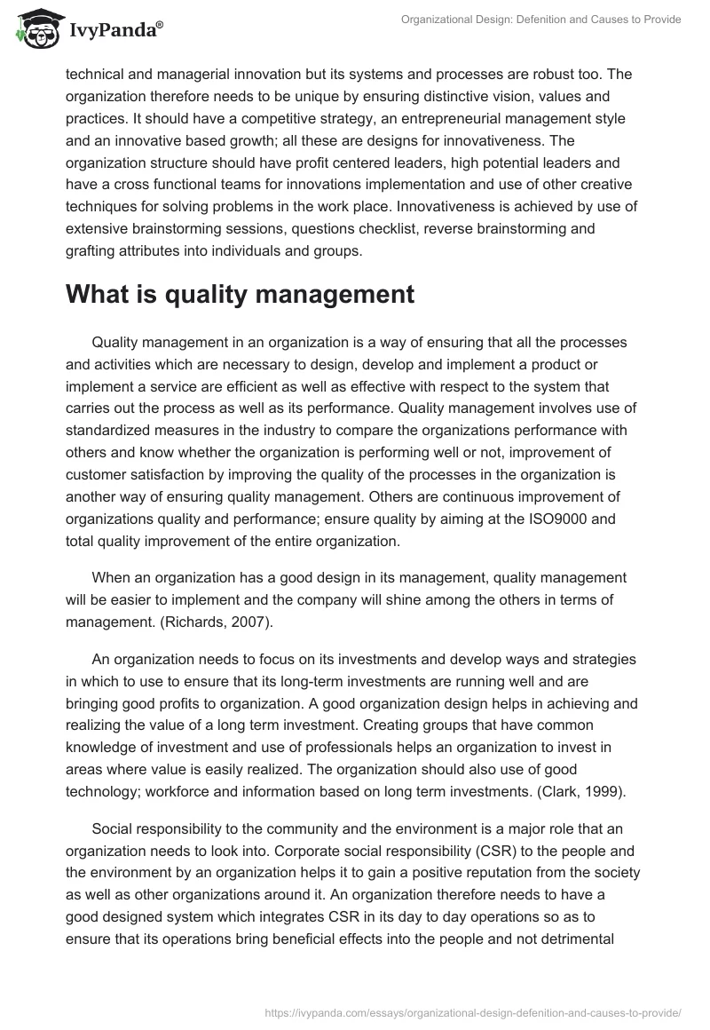 Organizational Design: Defenition and Causes to Provide. Page 2