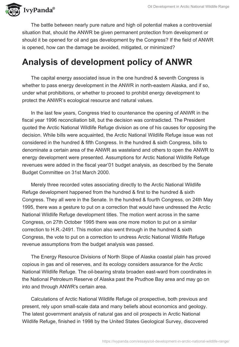 Oil Development in Arctic National Wildlife Range. Page 2