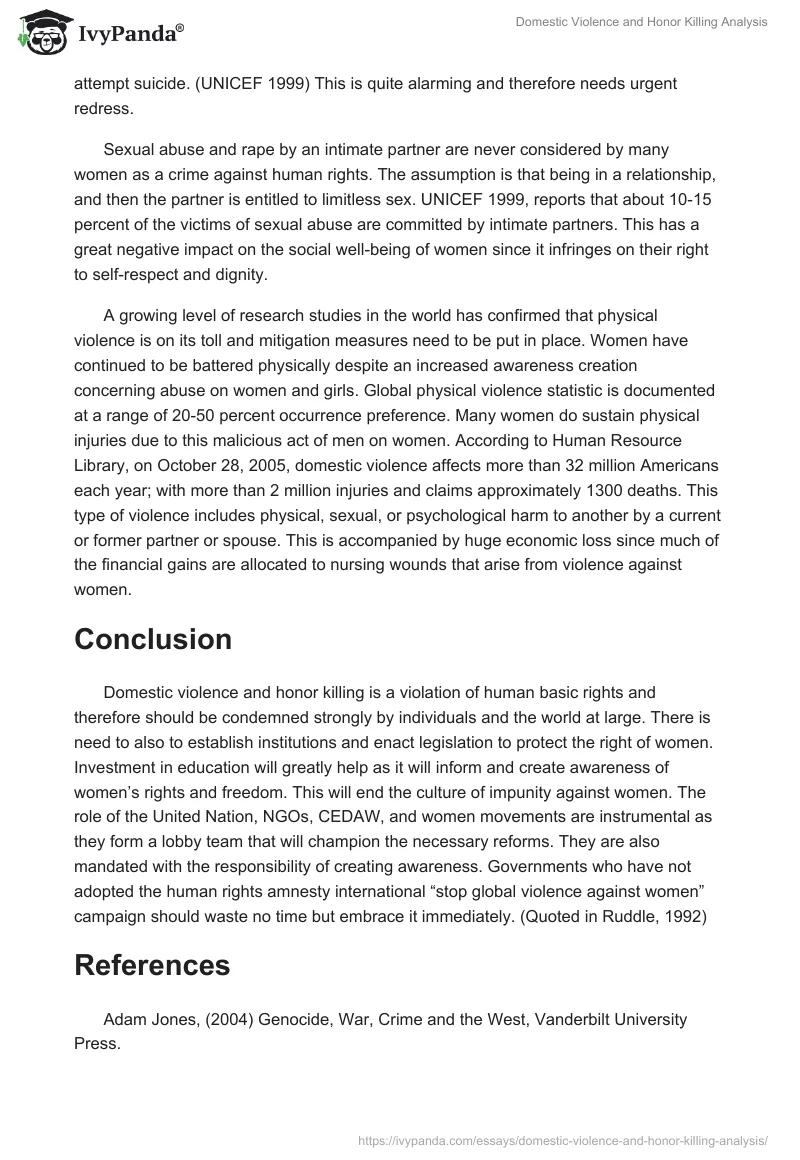 Domestic Violence and Honor Killing Analysis. Page 4