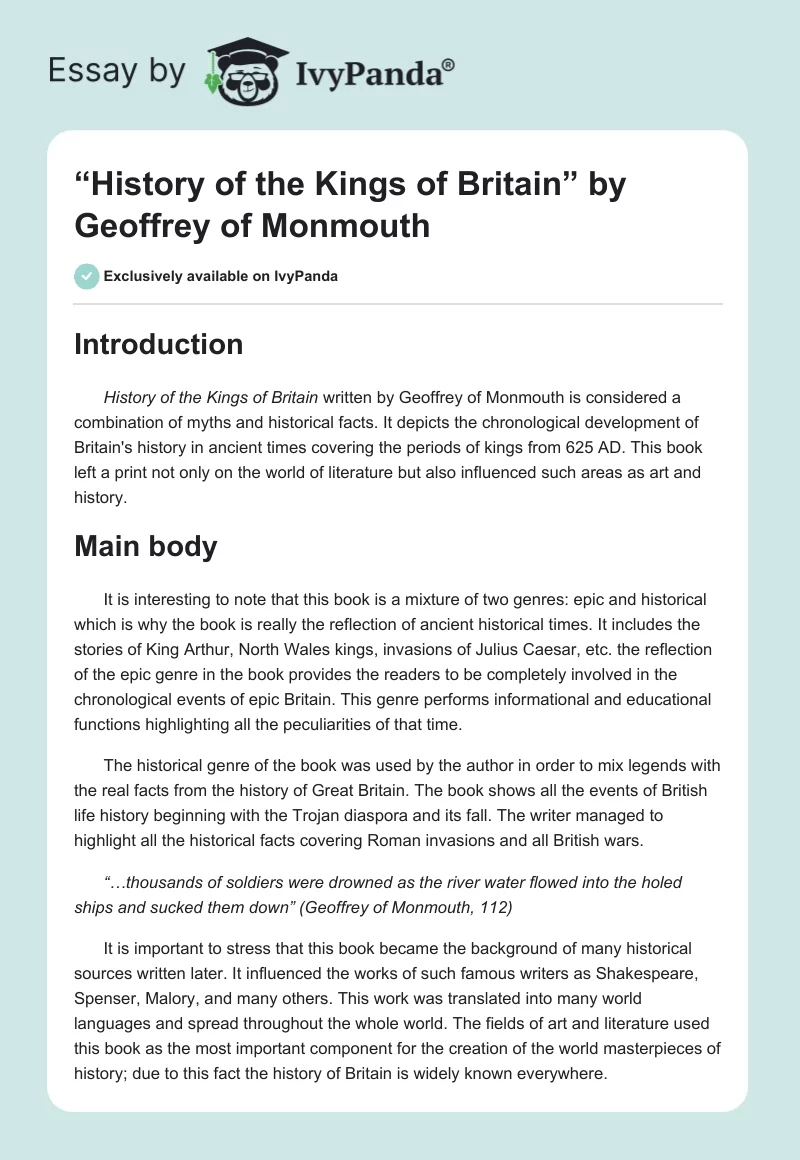 “History of the Kings of Britain” by Geoffrey of Monmouth. Page 1