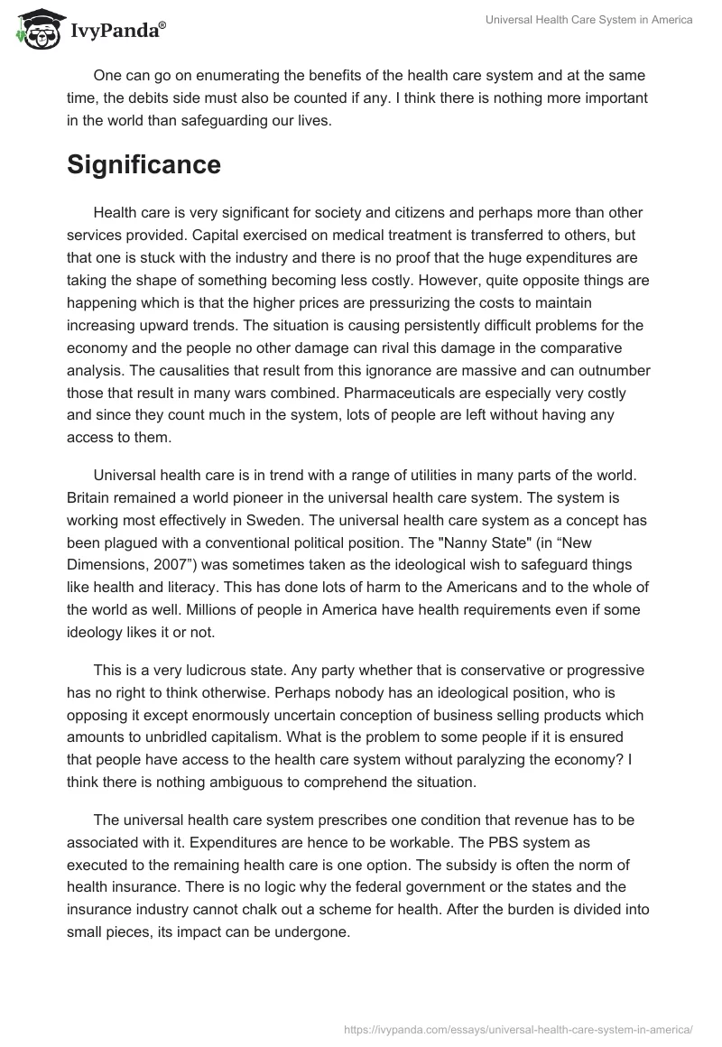 Universal Health Care System in America. Page 4