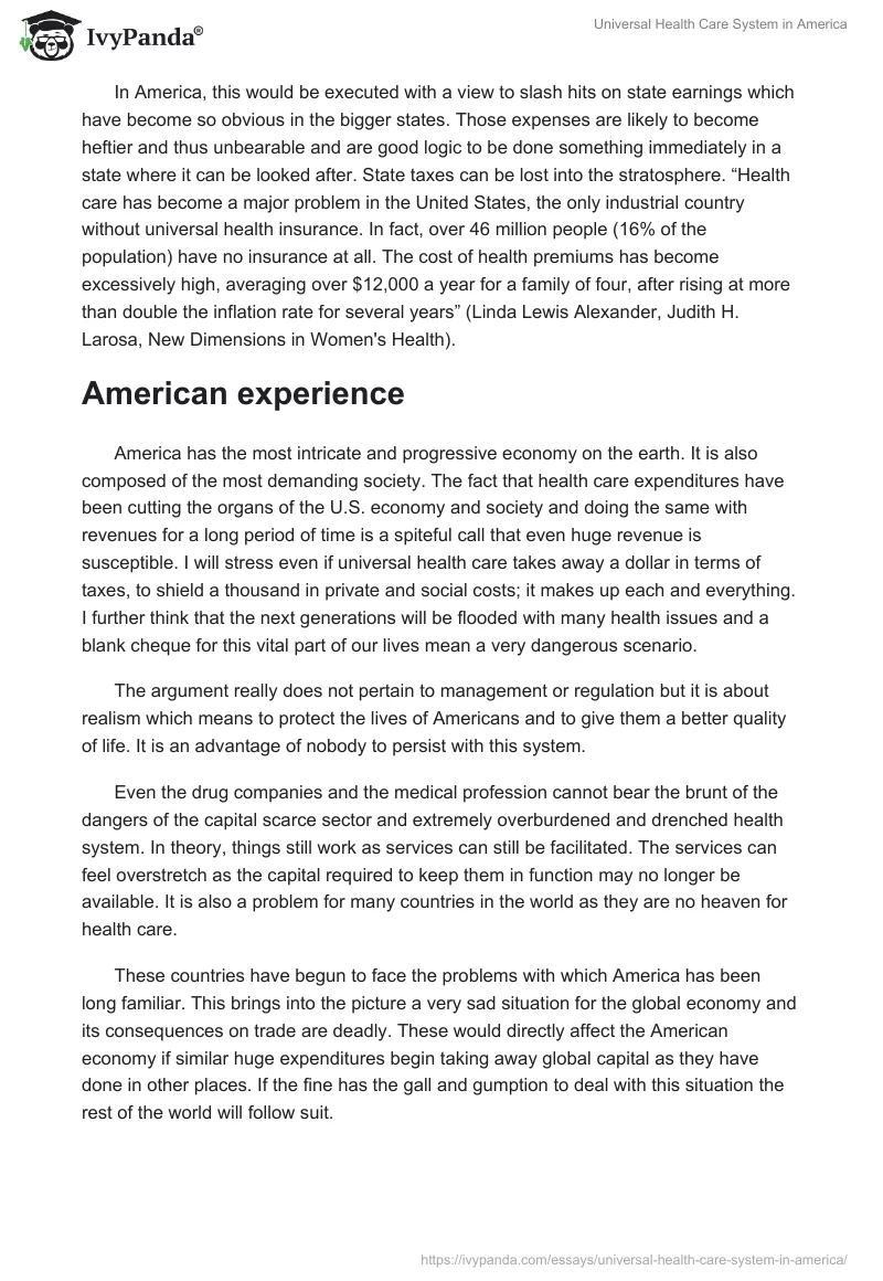 Universal Health Care System in America. Page 5