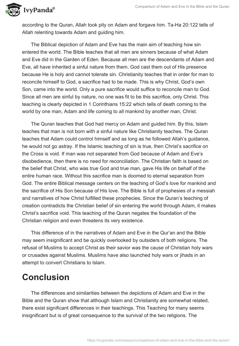 Comparison of Adam and Eve in the Bible and the Quran. Page 3