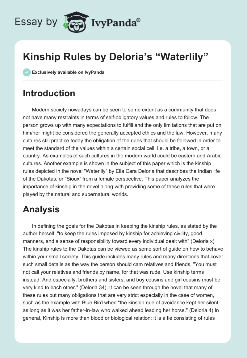 Kinship Rules by Deloria’s “Waterlily”. Page 1