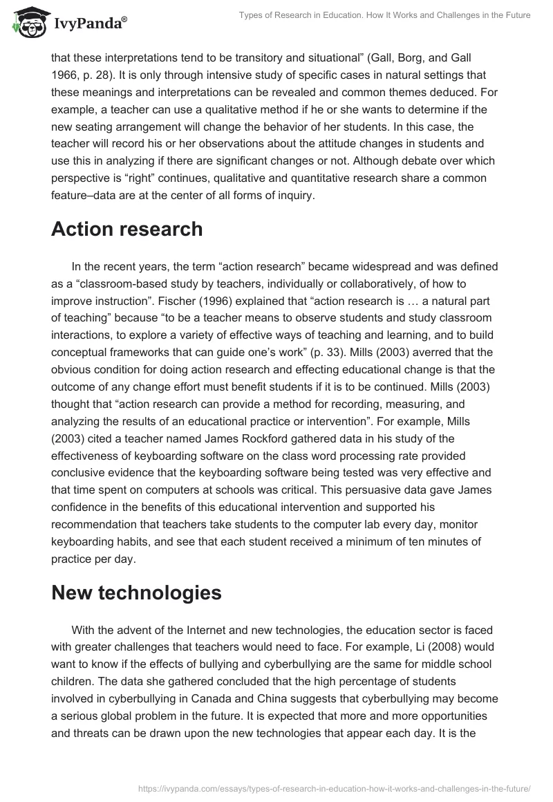 Types of Research in Education. How It Works and Challenges in the Future. Page 2