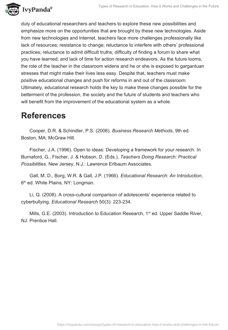 Types of Research in Education. How It Works and Challenges in the Future. Page 3