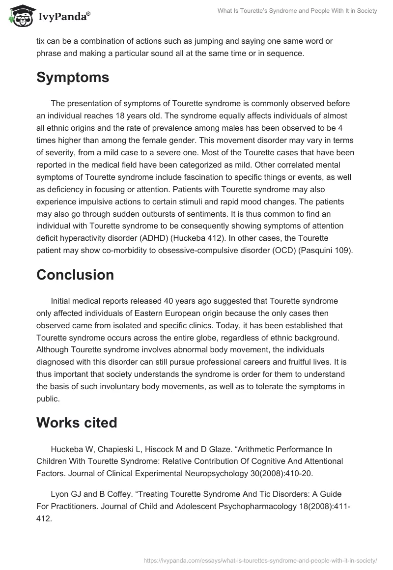 What Is Tourette’s Syndrome and People With It in Society. Page 2