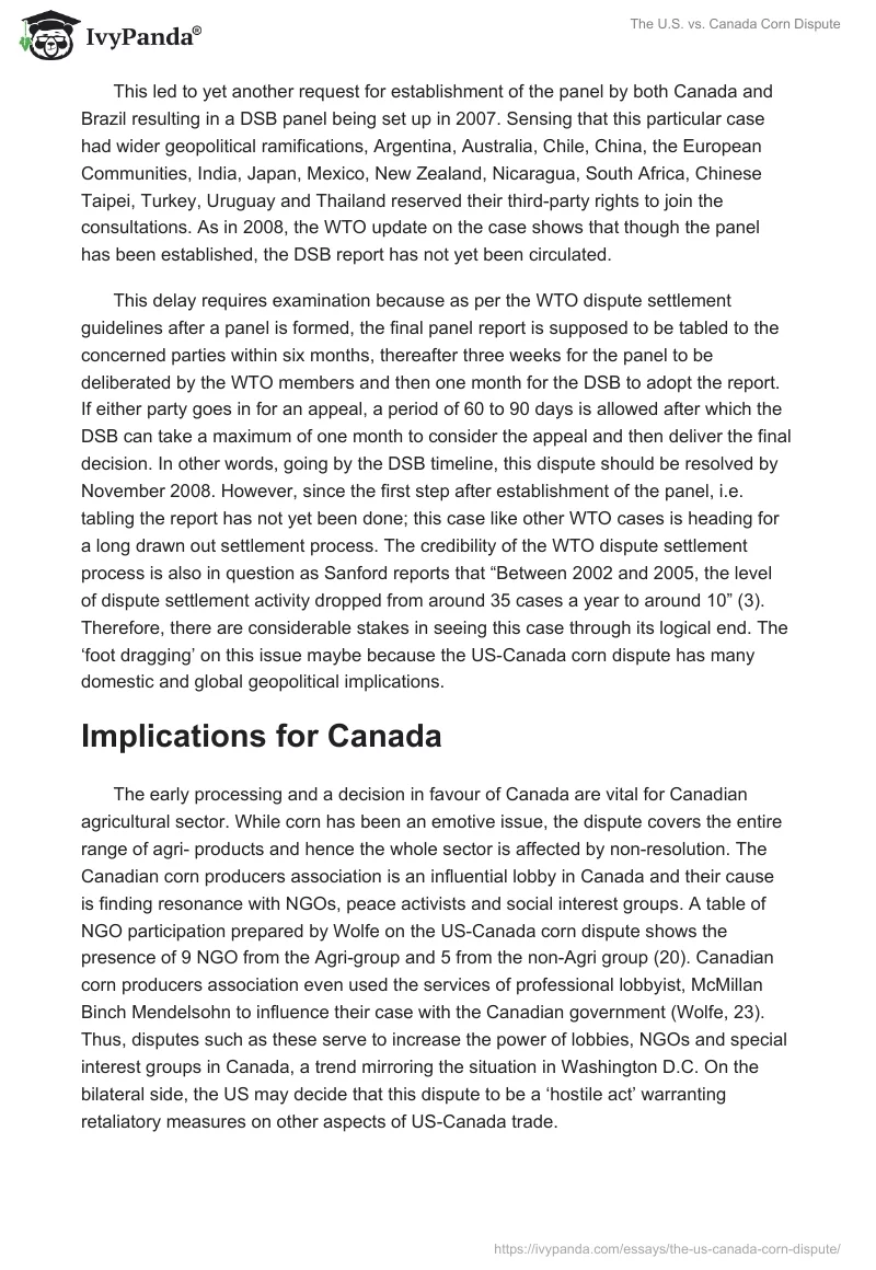 The U.S. vs. Canada Corn Dispute. Page 3