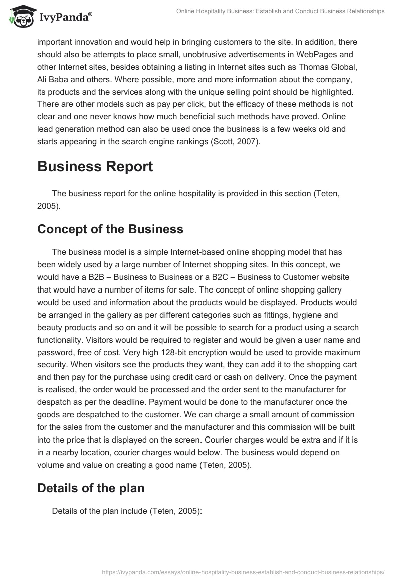 Online Hospitality Business: Establish and Conduct Business Relationships. Page 3