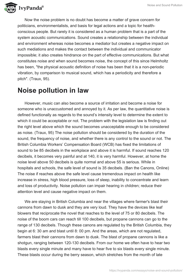 Noise and Sound Pollution. Page 2