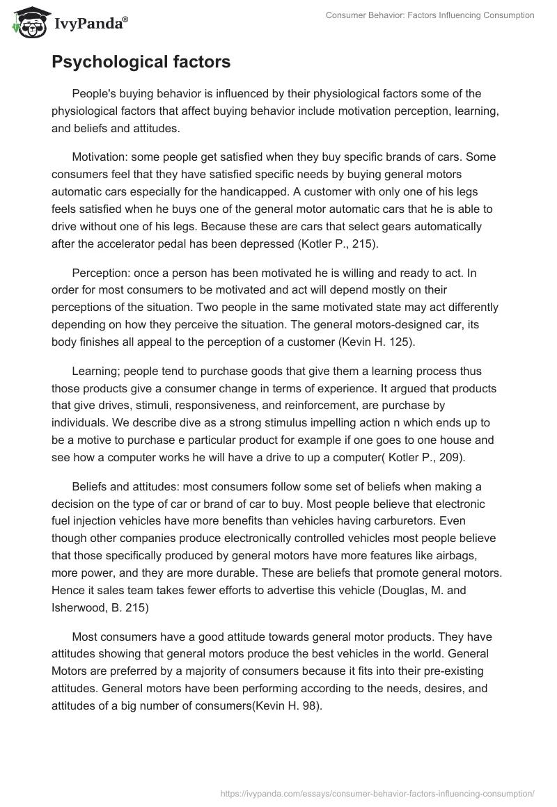 Consumer Behavior: Factors Influencing Consumption. Page 2