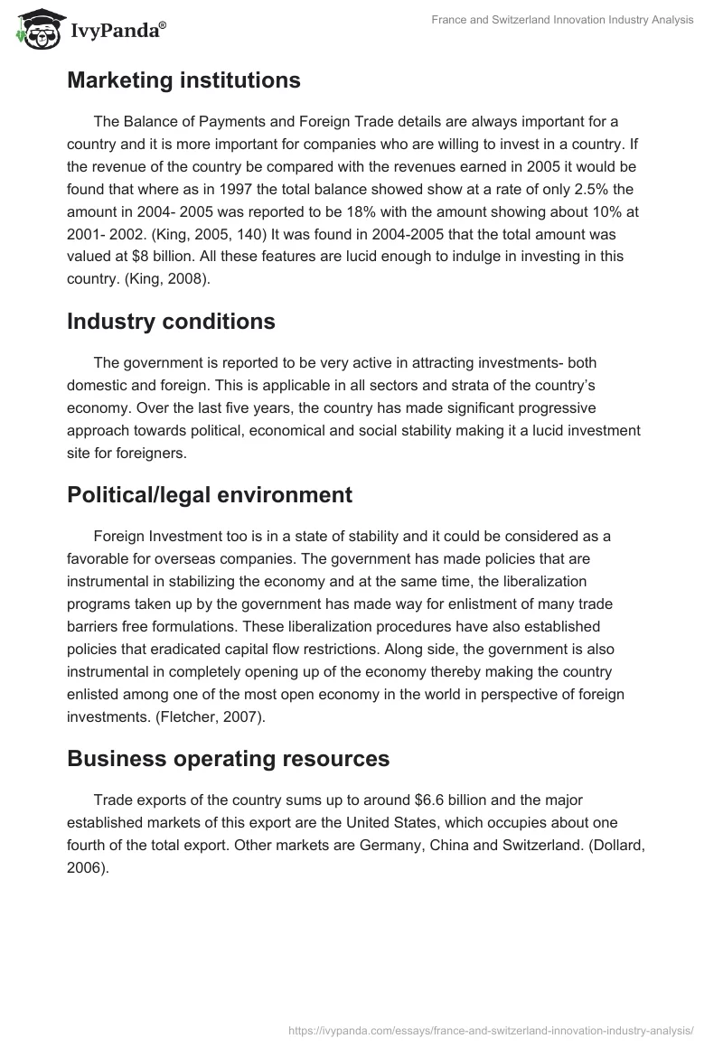 France and Switzerland Innovation Industry Analysis. Page 2
