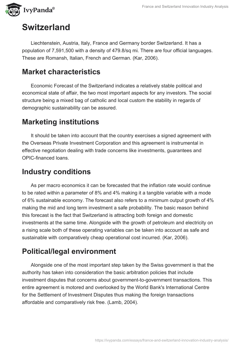France and Switzerland Innovation Industry Analysis. Page 3