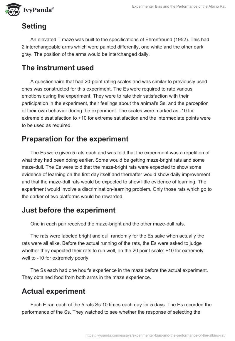 Experimenter Bias and the Performance of the Albino Rat. Page 2