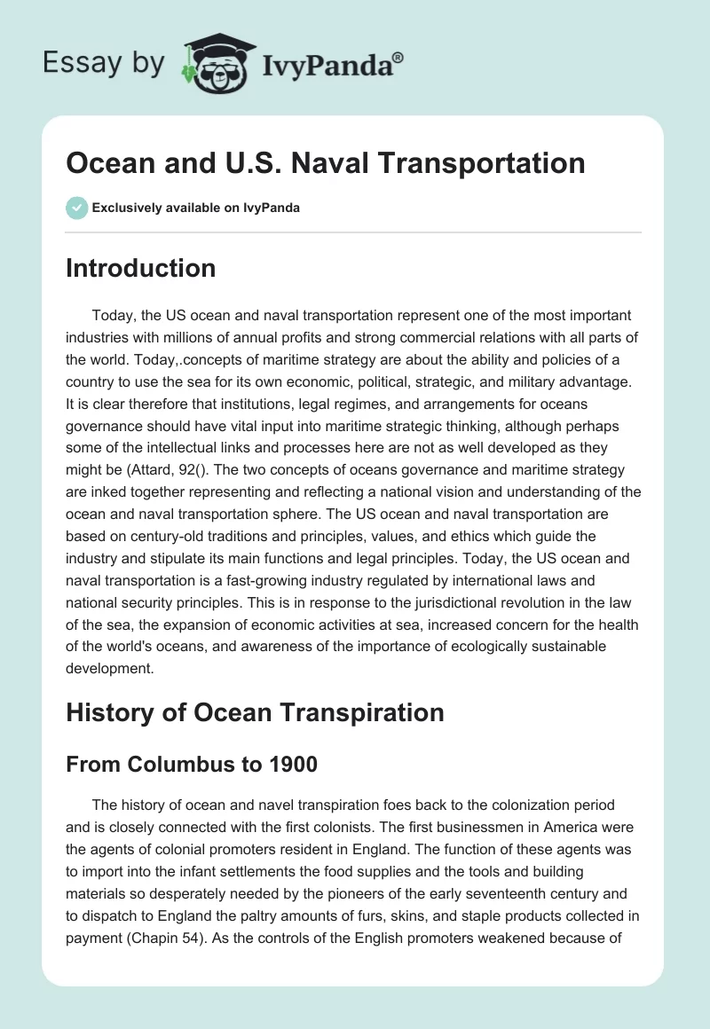 Ocean and U.S. Naval Transportation. Page 1