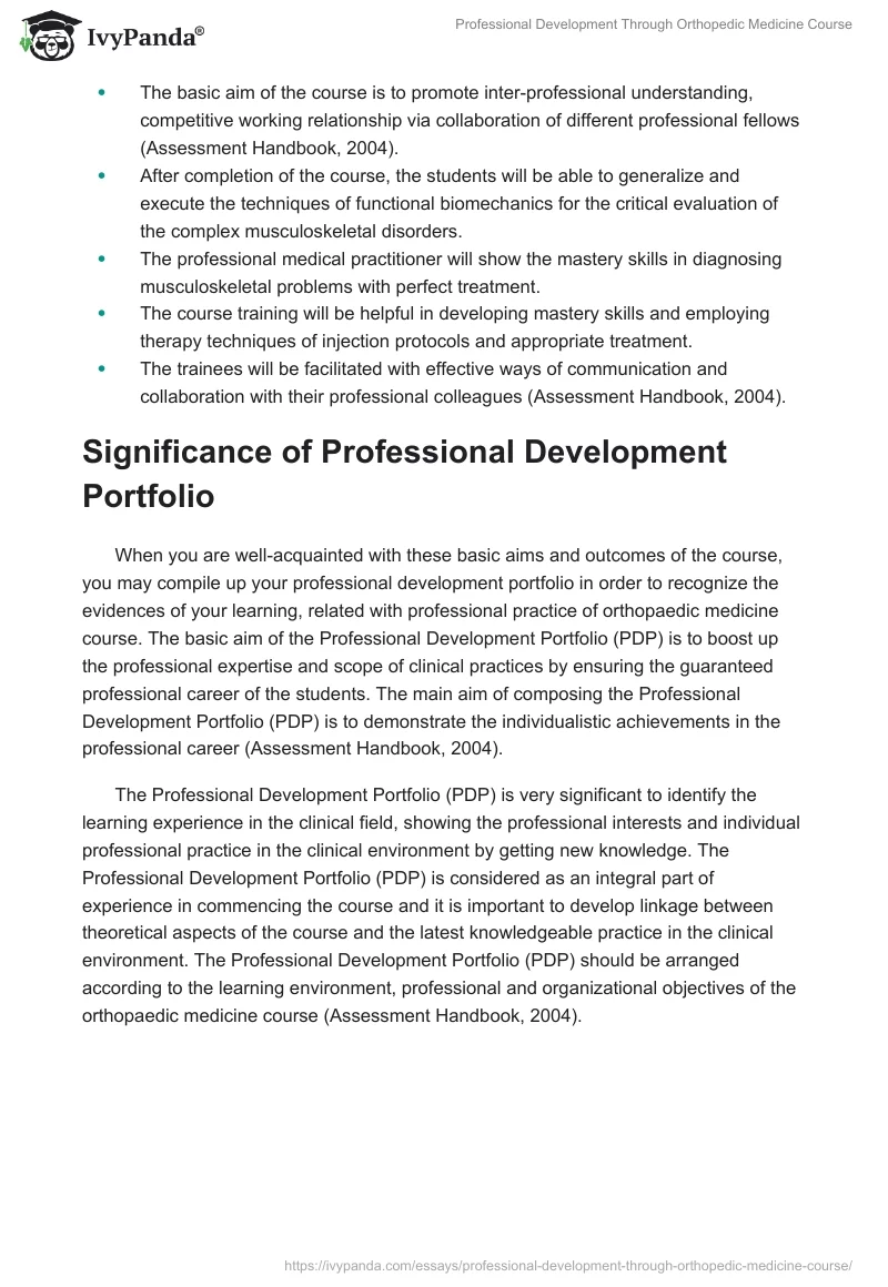 Professional Development Through Orthopedic Medicine Course. Page 2