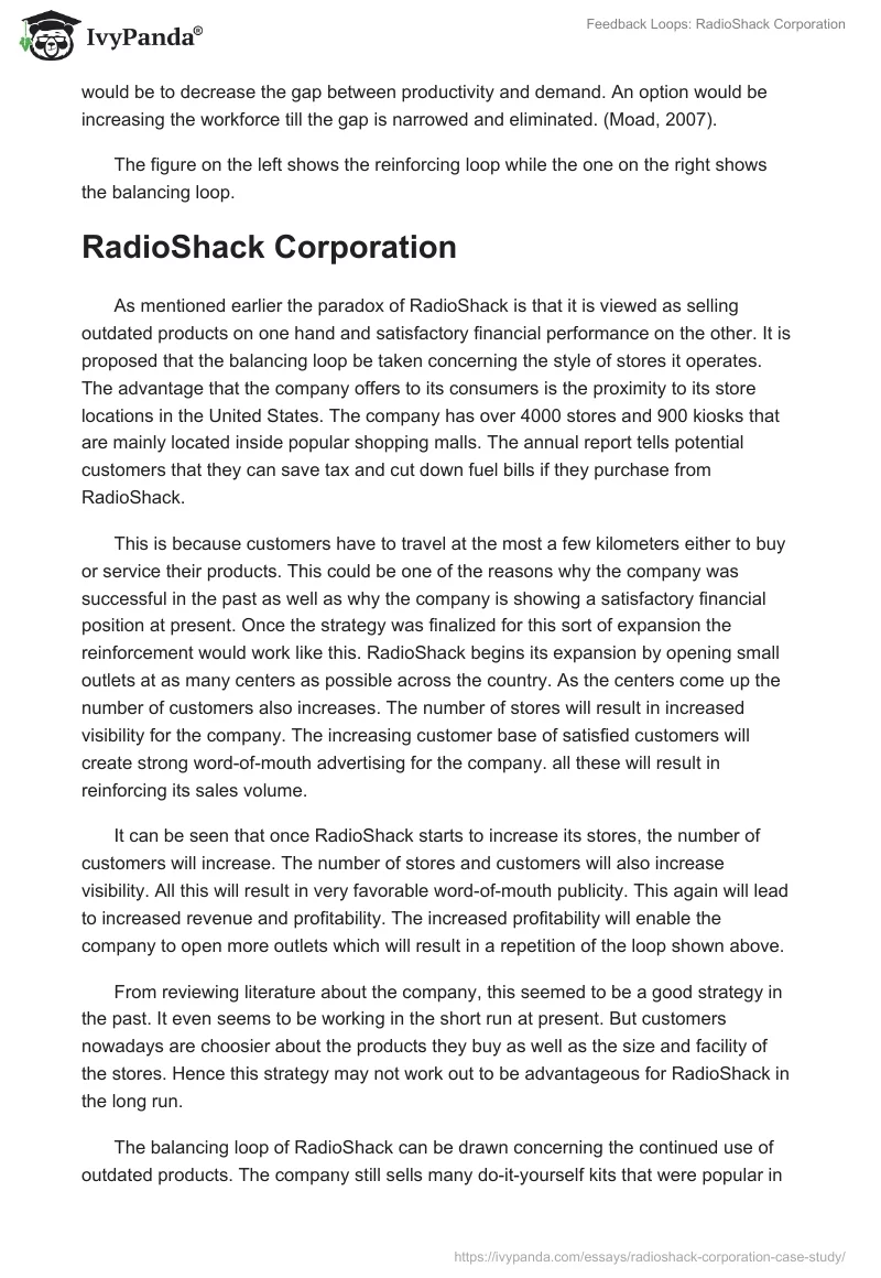 Feedback Loops: RadioShack Corporation. Page 2