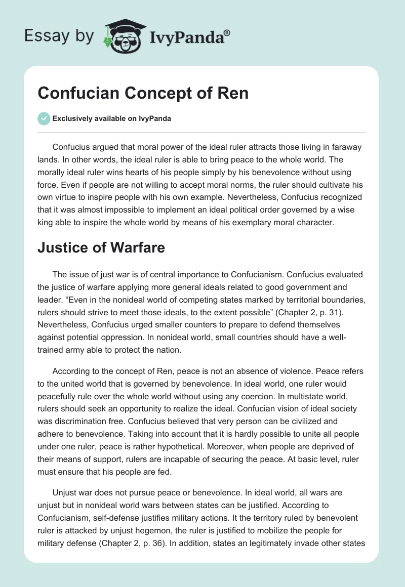 Confucian Concept of Ren. Page 1