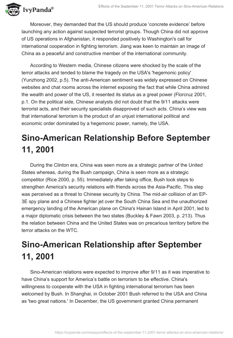 Effects of the September 11, 2001 Terror Attacks on Sino-American Relations. Page 2