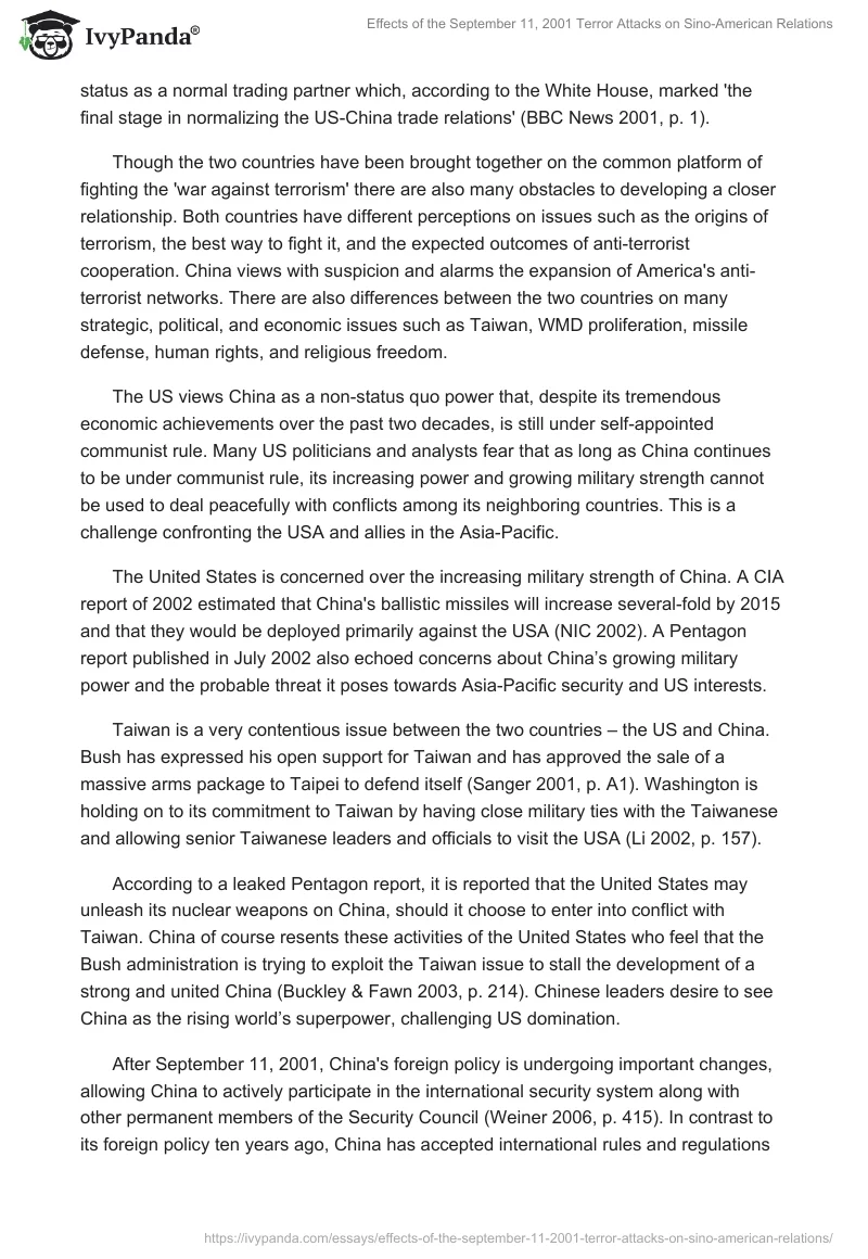 Effects of the September 11, 2001 Terror Attacks on Sino-American Relations. Page 3