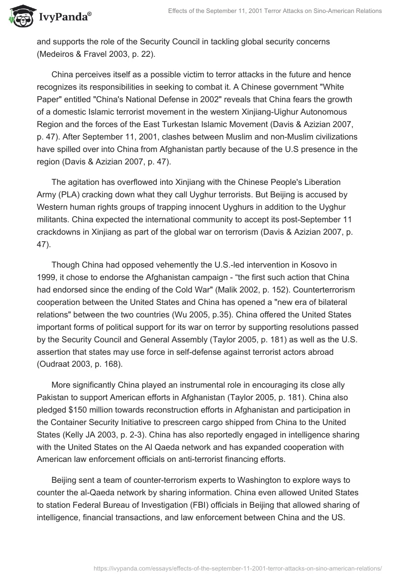 Effects of the September 11, 2001 Terror Attacks on Sino-American Relations. Page 4