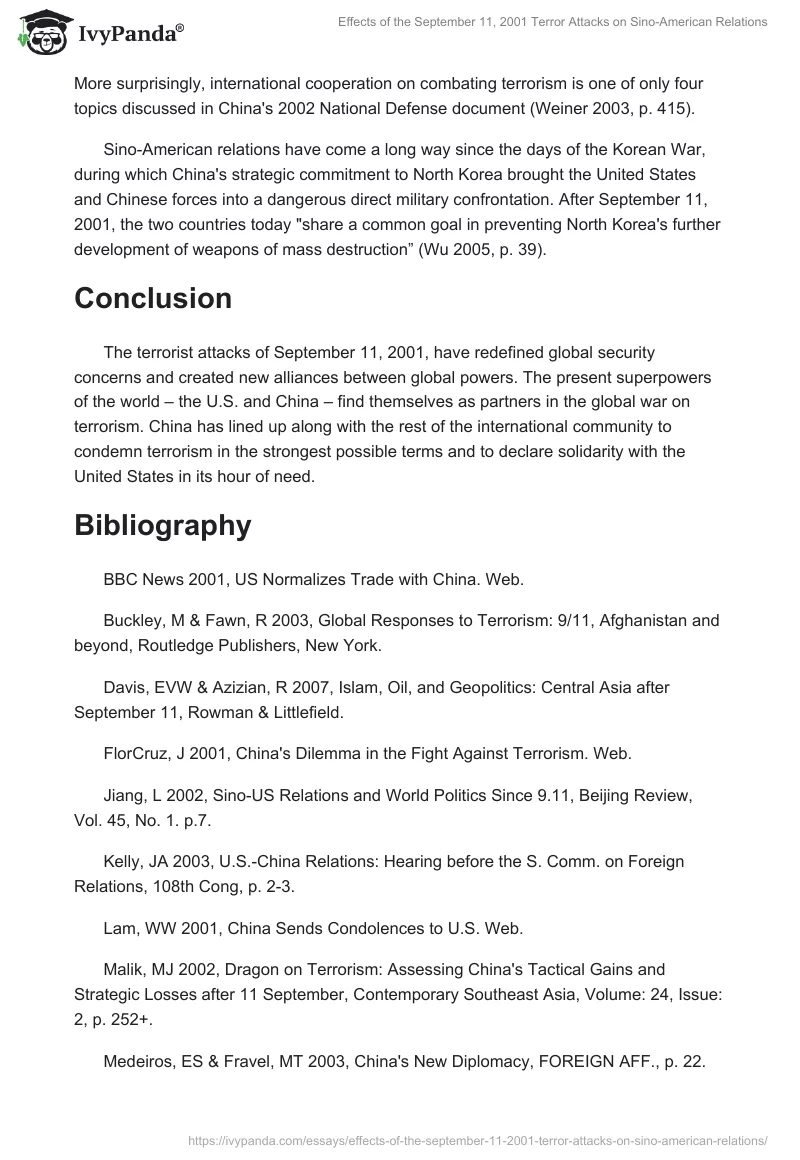 Effects of the September 11, 2001 Terror Attacks on Sino-American Relations. Page 5