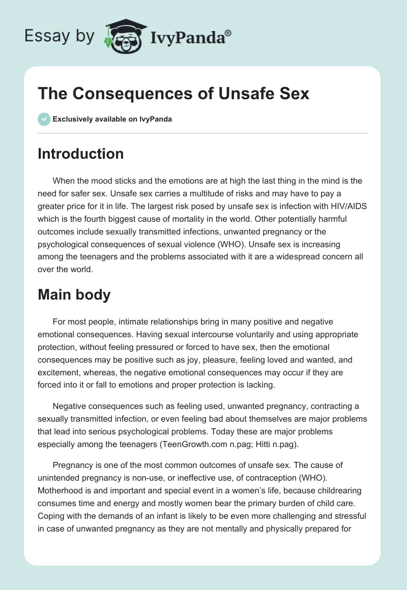 The Consequences of Unsafe Sex. Page 1