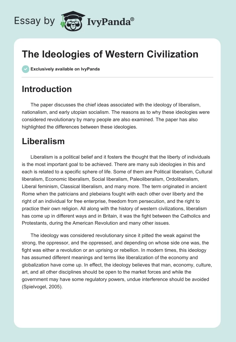 The Ideologies of Western Civilization. Page 1
