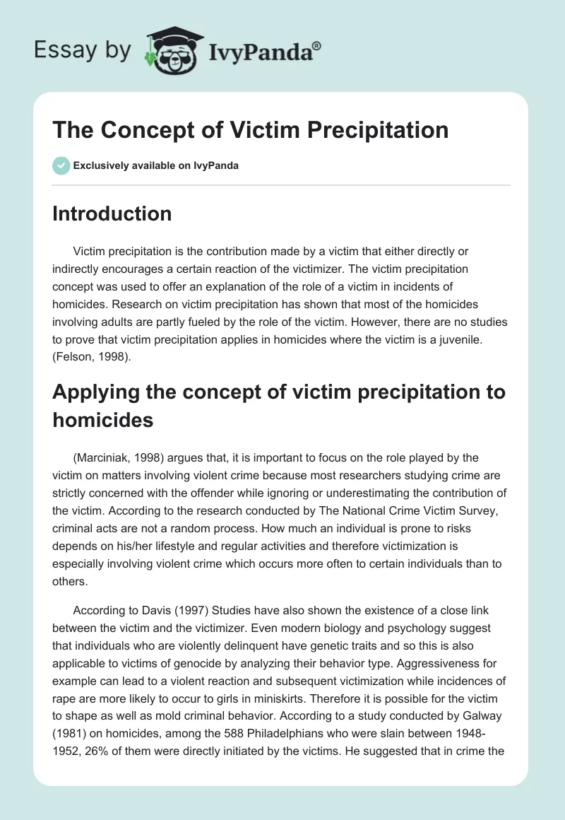 The Concept of Victim Precipitation. Page 1
