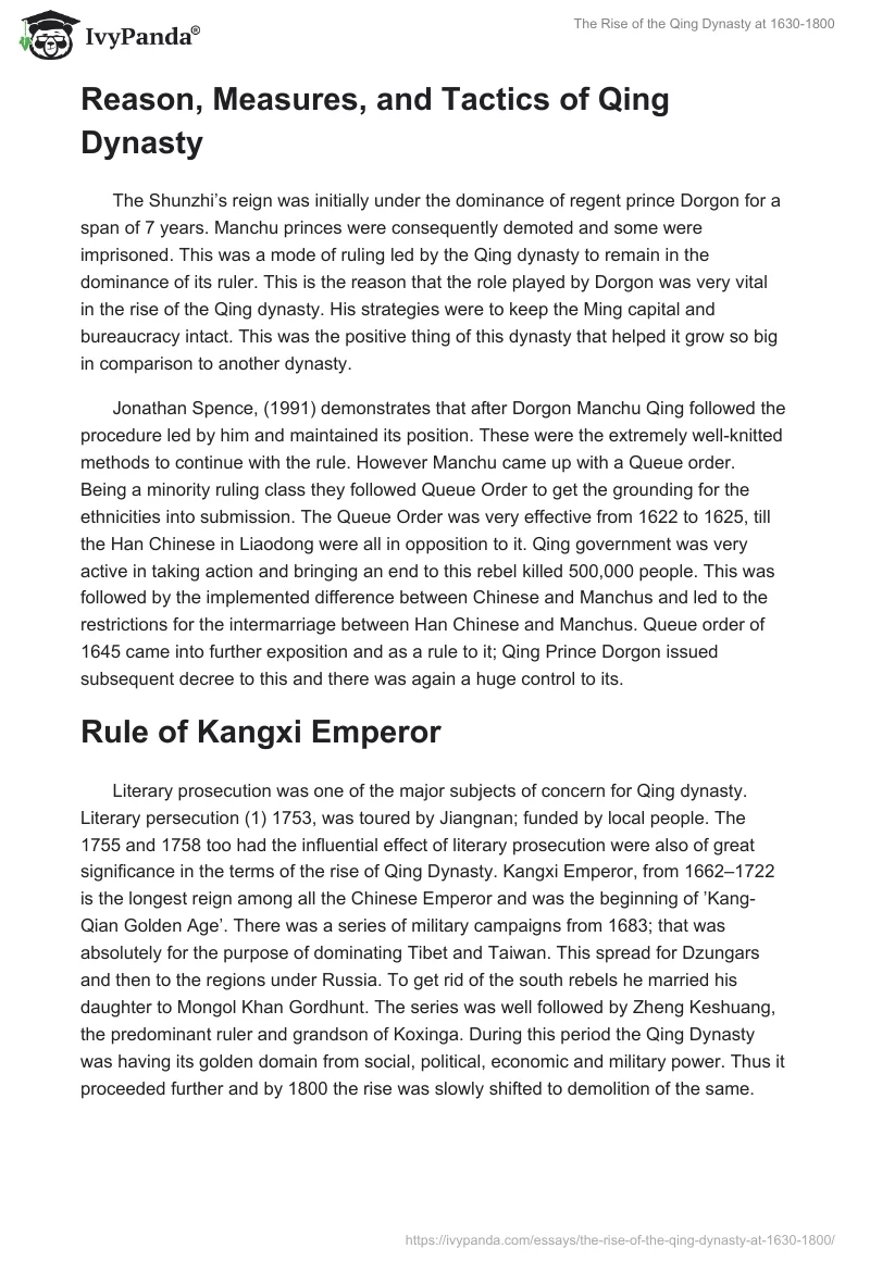 The Rise of the Qing Dynasty at 1630-1800. Page 3