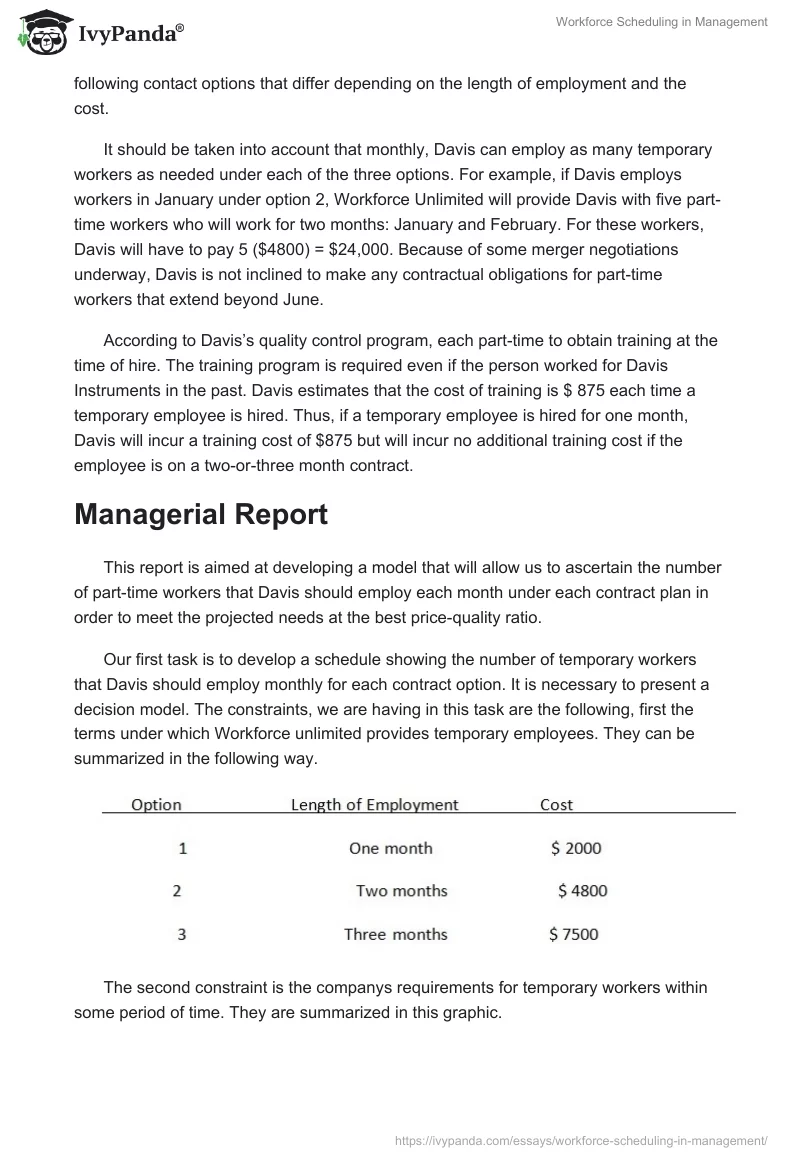 Workforce Scheduling in Management. Page 3