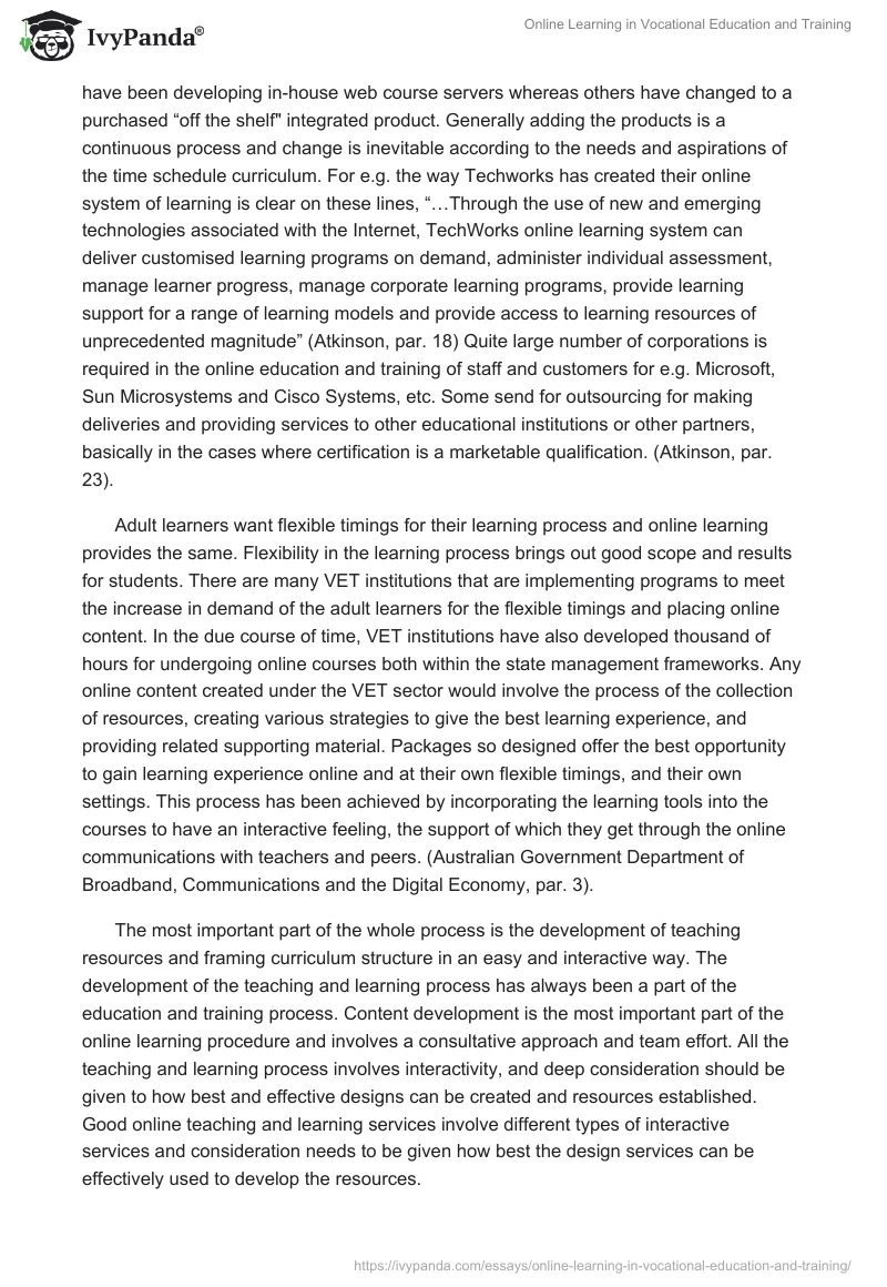 Online Learning in Vocational Education and Training. Page 3