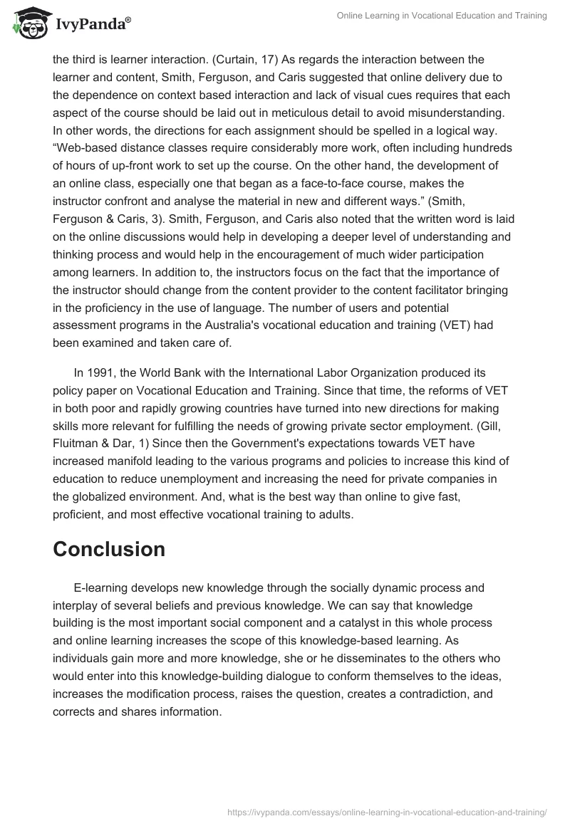 Online Learning in Vocational Education and Training. Page 5