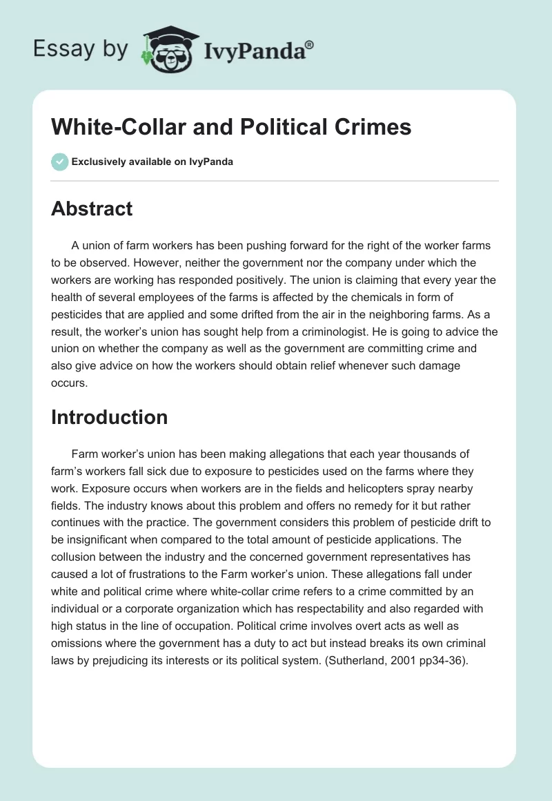 White-Collar and Political Crimes. Page 1
