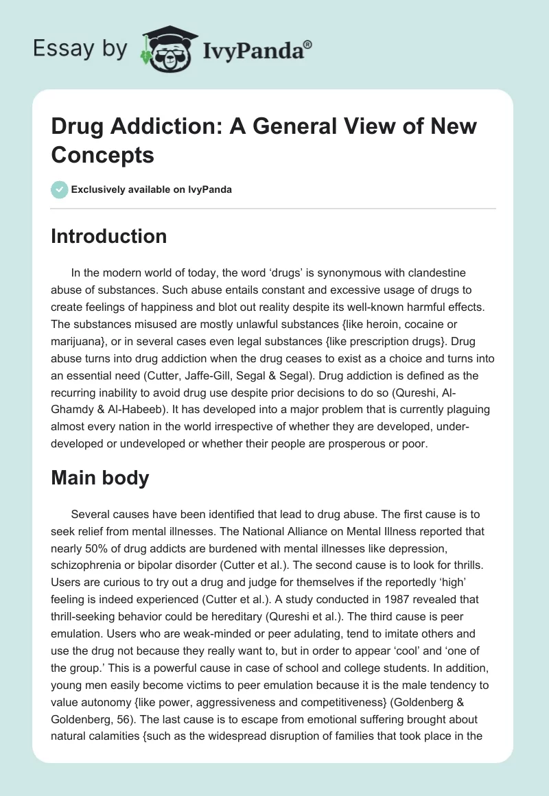 Drug Addiction: A General View of New Concepts. Page 1