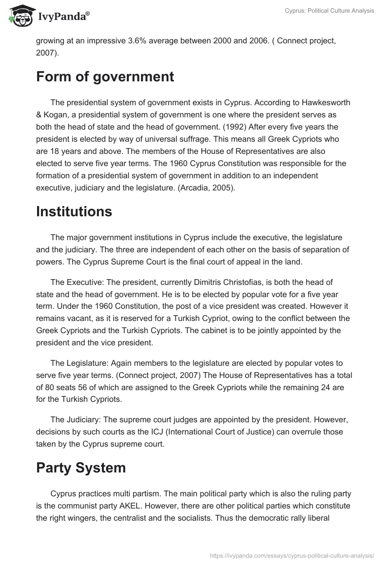 Cyprus: Political Culture Analysis. Page 2