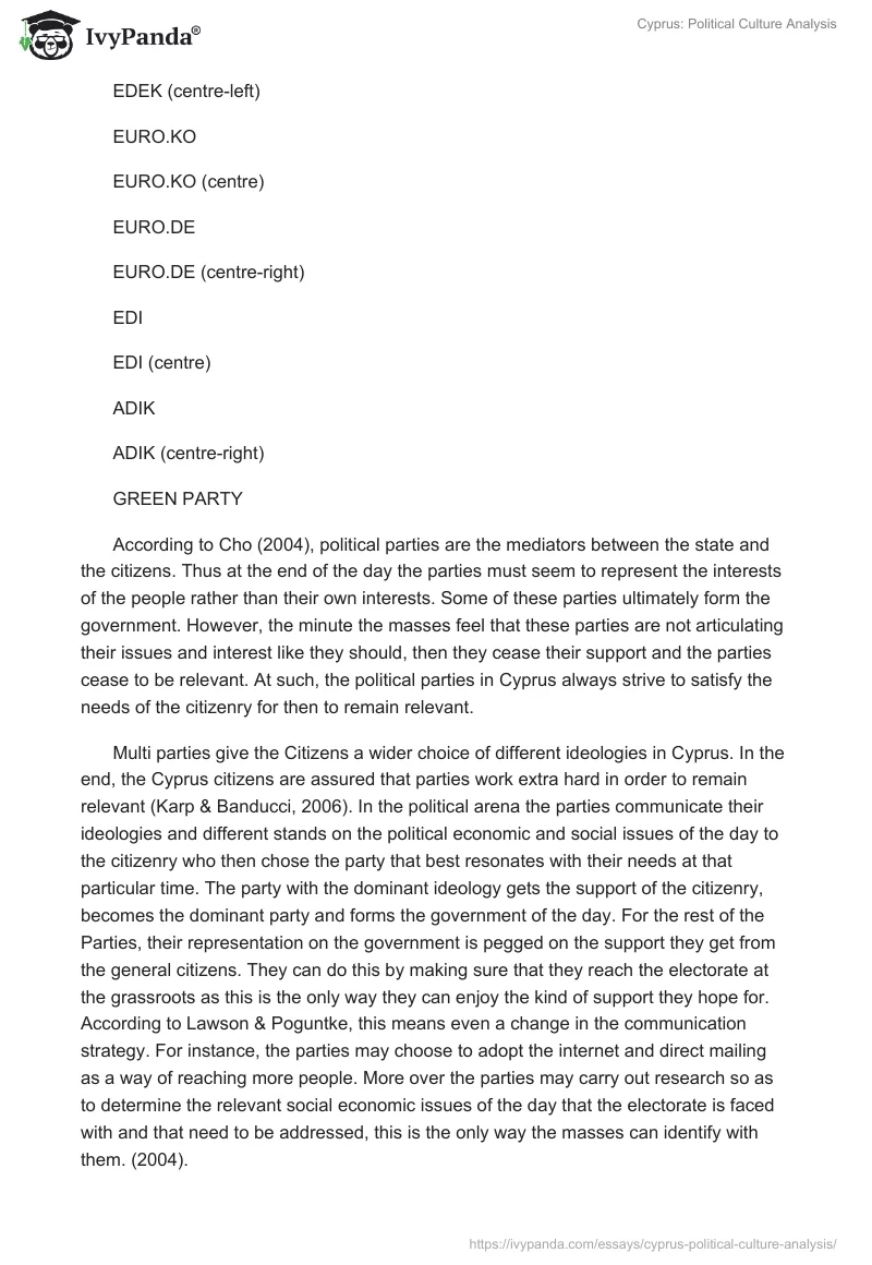 Cyprus: Political Culture Analysis. Page 5