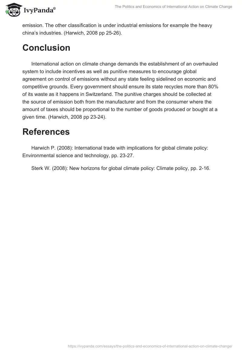 The Politics and Economics of International Action on Climate Change. Page 3